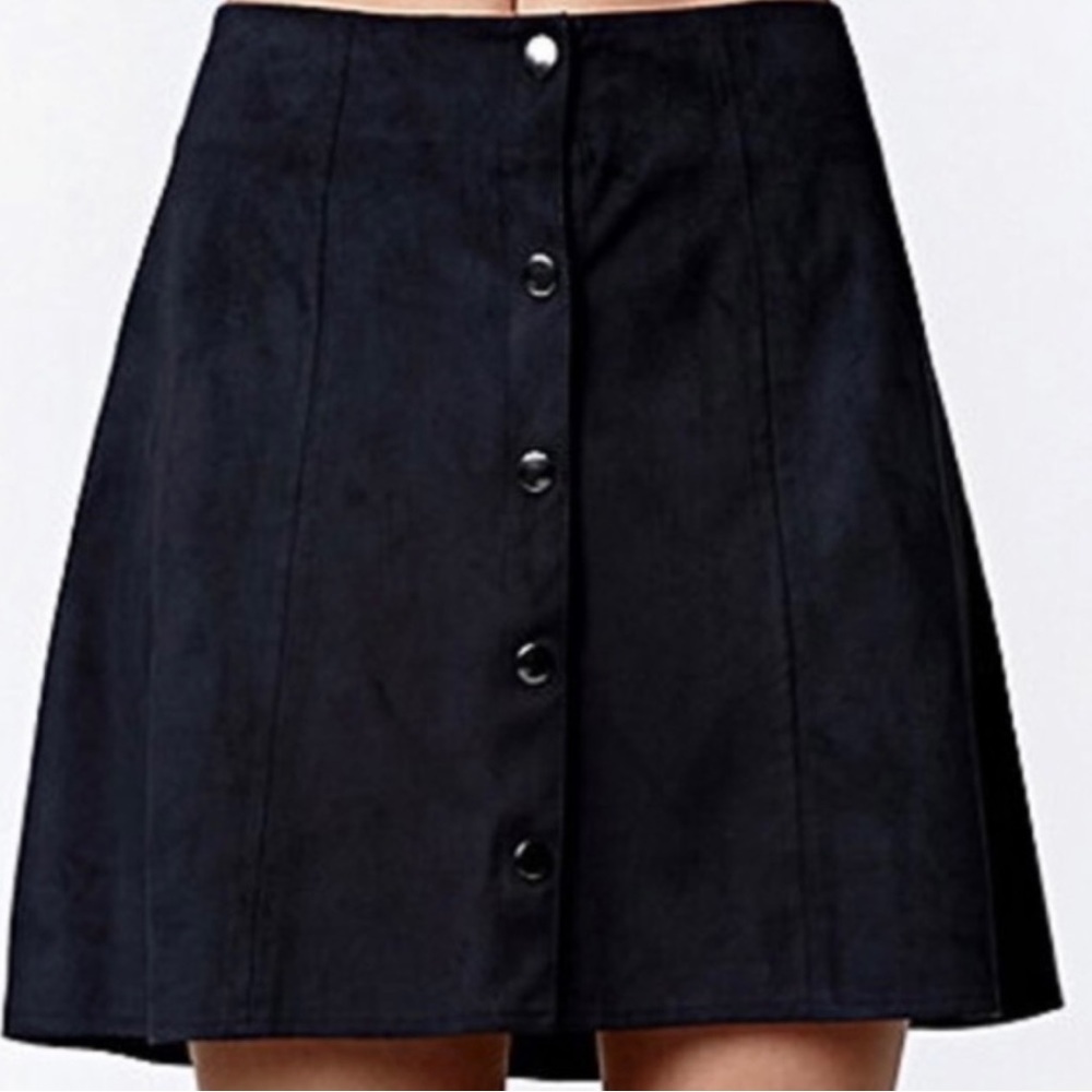 Forever 21 New Black Faux Suede Button Skirt